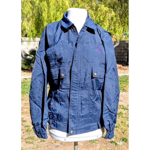Medium Jackets & Blazers - REPAIRED Navy Women's Petite Med Windbreaker Light Zip-Up Bomber Jacket Coat GUC